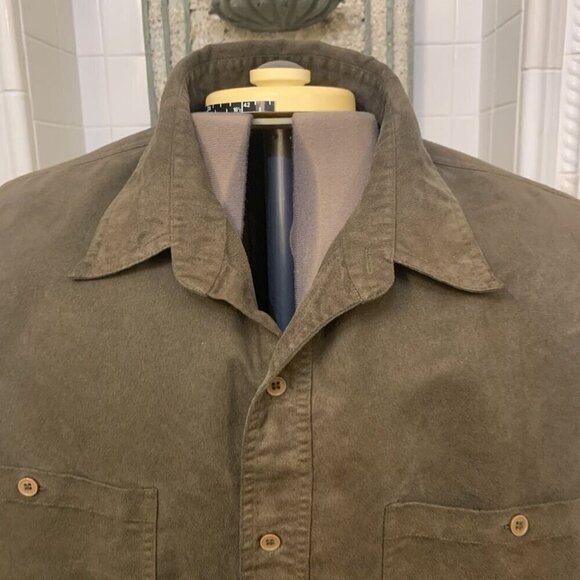 Knights Bridge. Size XL. Suede Cloth Long Sleeve Shirt. Brown/green. B107 - Picture 2 of 6